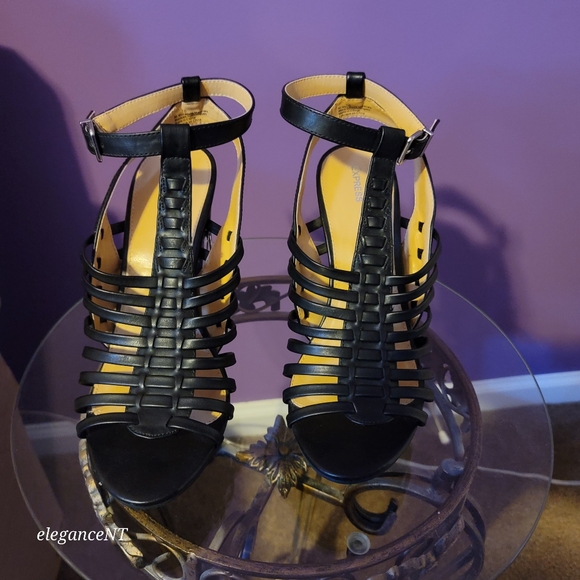 Express Strappy Gladiator Ankle Strap Heeled Sandal Black Women's Sz: 10 NWOT - Picture 4 of 10